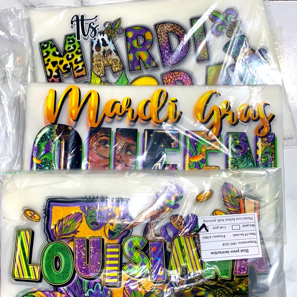 Mardi Gras Transfer Sheets (BULK)